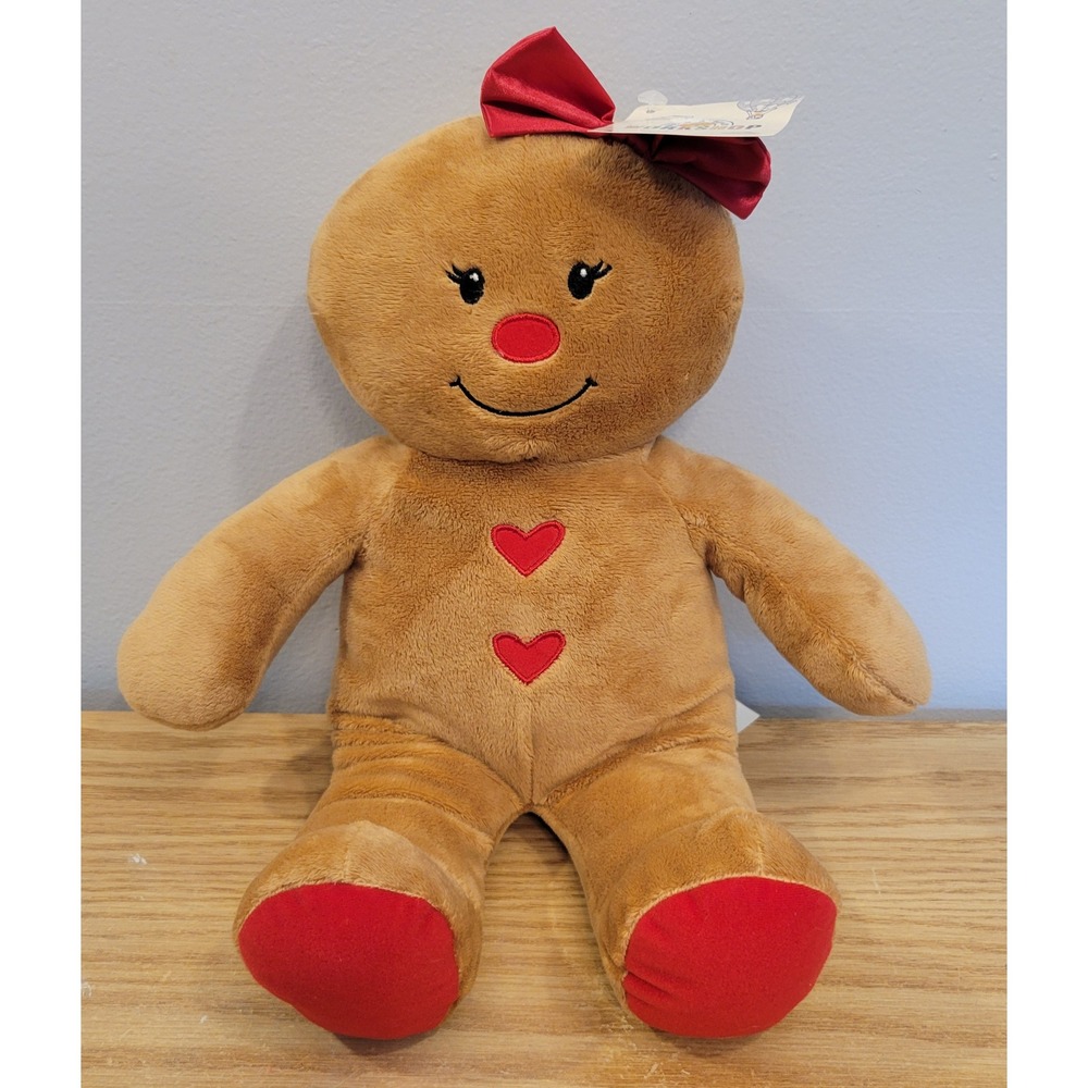 Build A Bear Gingerbread Girl Holiday Plush 15 inch Heart Buttons 2017 NWT